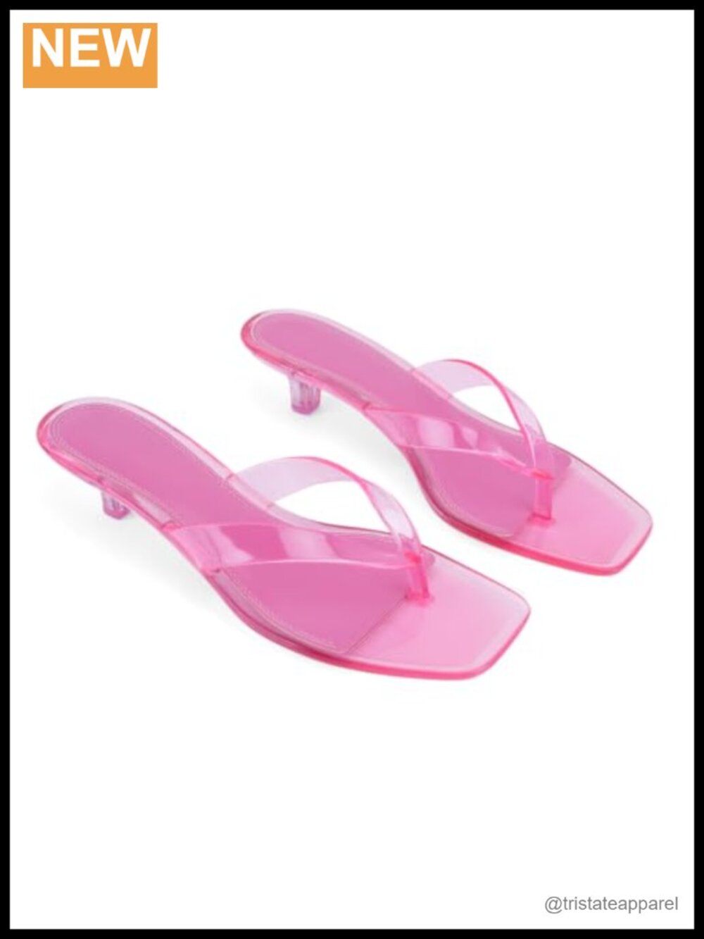 Jelly Kitten Heel Square Toe Thong Slide Sandals for Women
